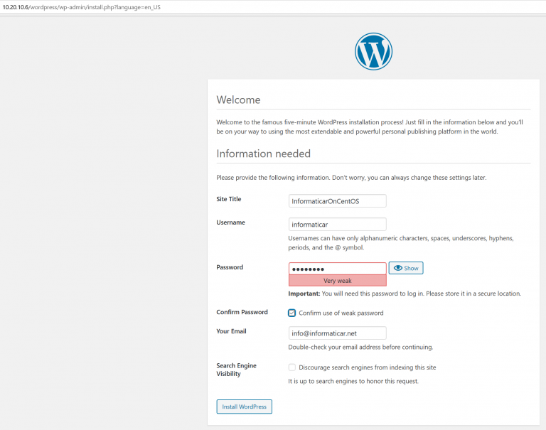 Как установить wordpress на centos 8