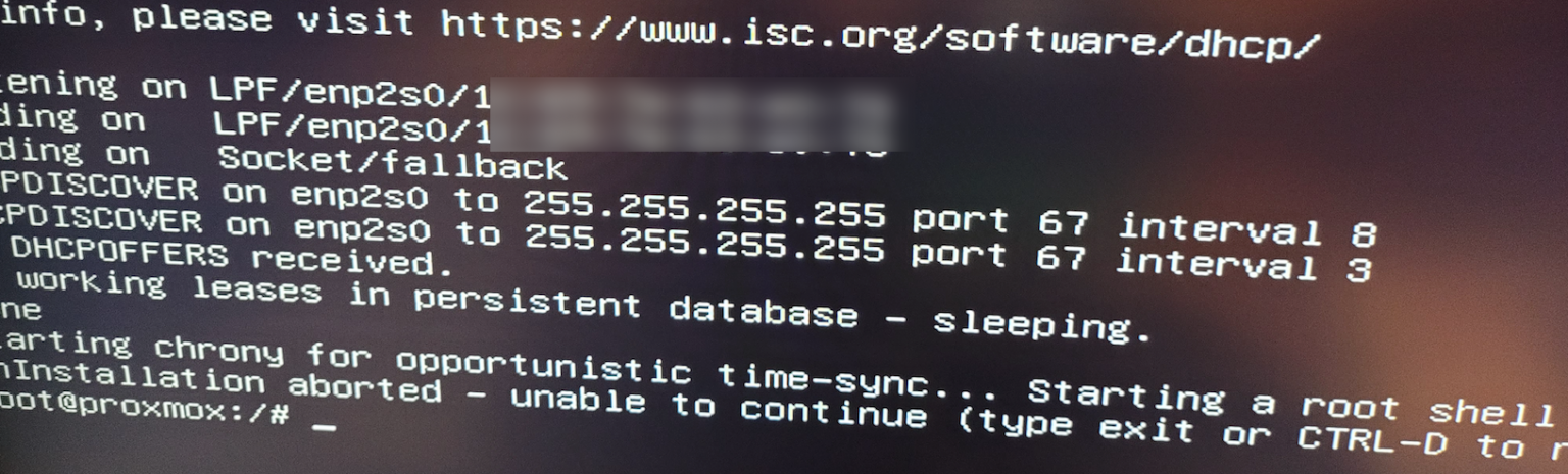 proxmox installation aborted